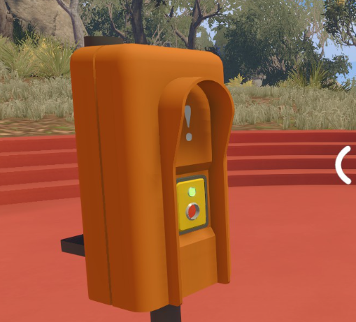 An orange fixed flare control with a red activation button
