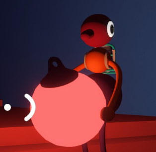 A Big Walk player carrying a glowing round lantern