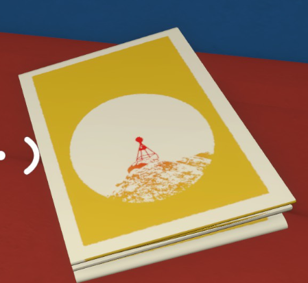 The folded yellow Big Walk handheld map with an island graphic