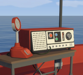 A Big Walk fixed radio station with microphone, speaker, and controls