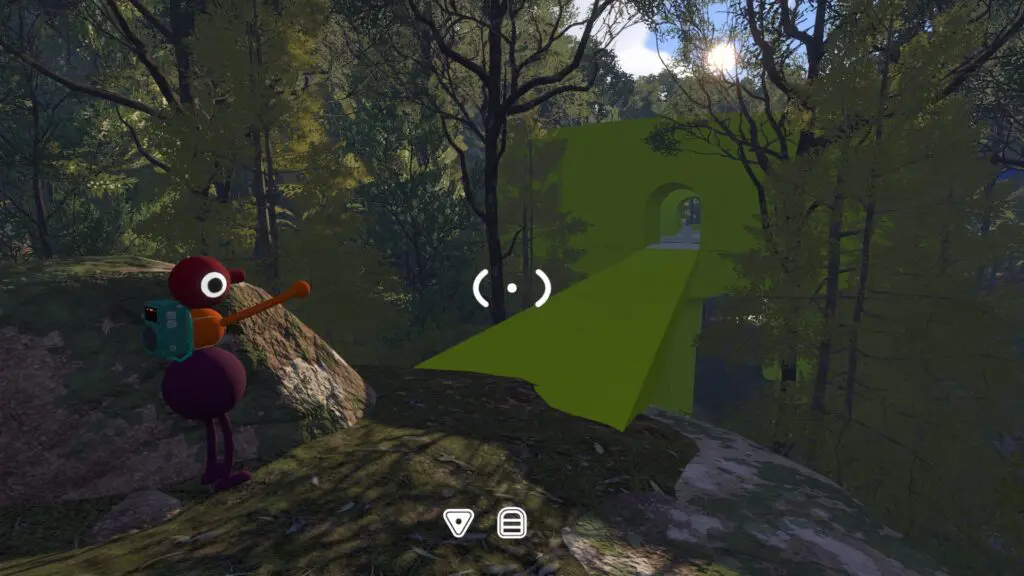 The split-room challenge has a long green approach ramp through the trees