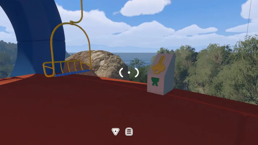 The finished Green Tower key matches the chairlift station lock beside a hanging chair