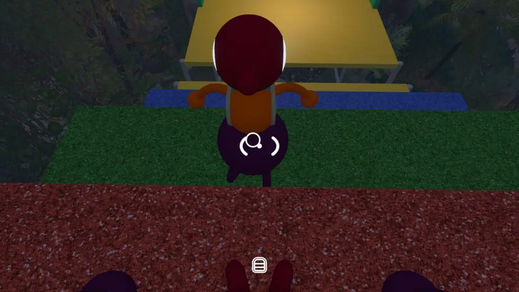 One player stands above another at the edge of a coloured obstacle-course ledge