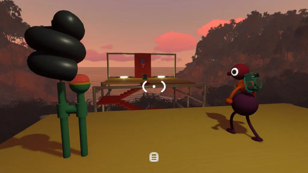 The final obstacle-course platform holds the tomato timer and receiving pedestal across a gap