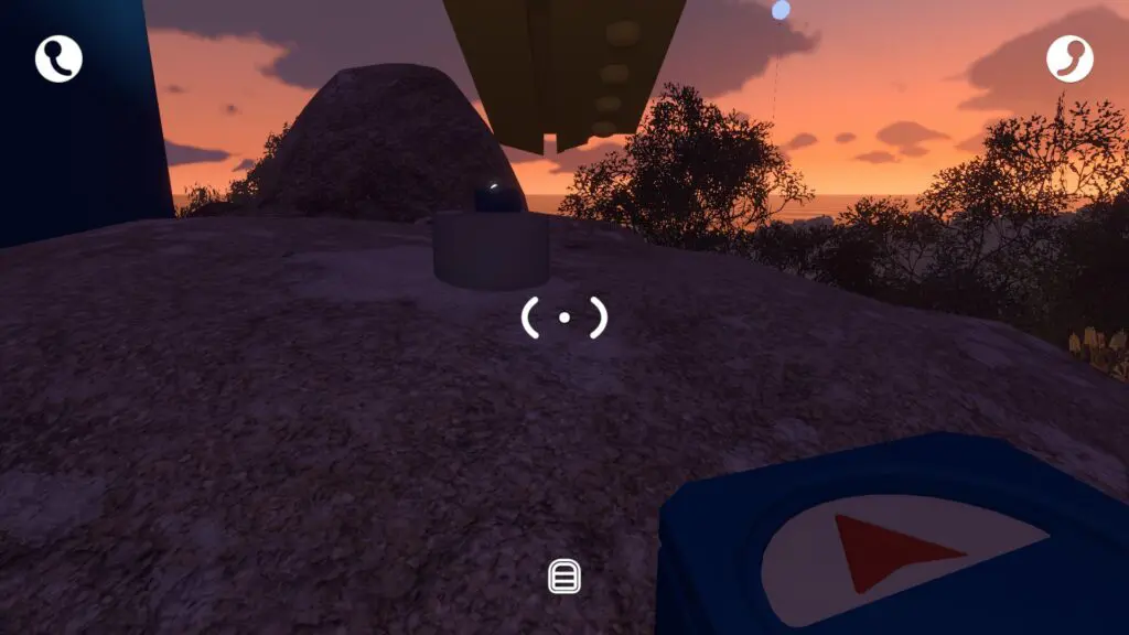 A cutter arrow points away from Blue Tower at sunset