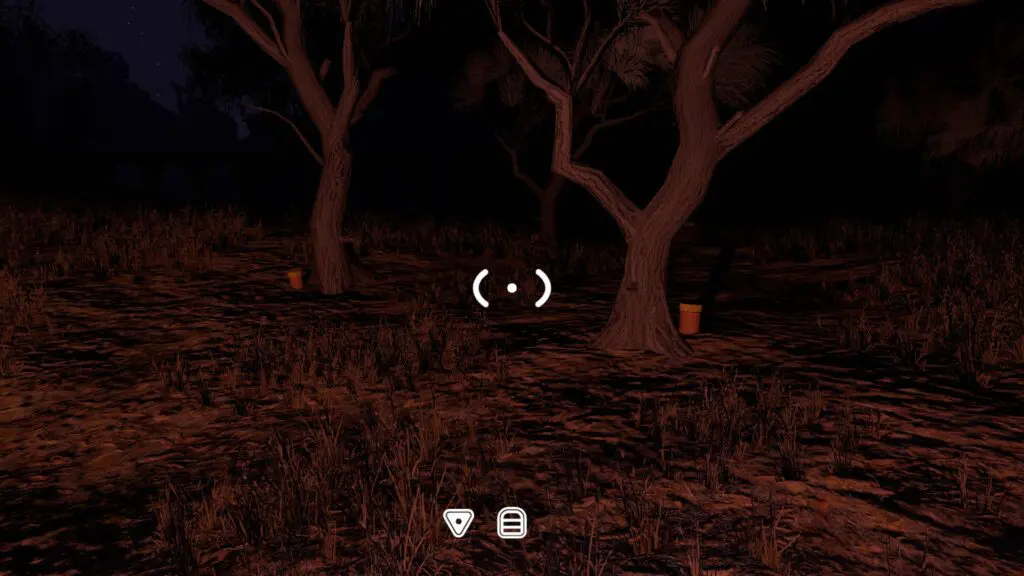 Coloured collection pieces are hidden around the bases of trees outside the arena