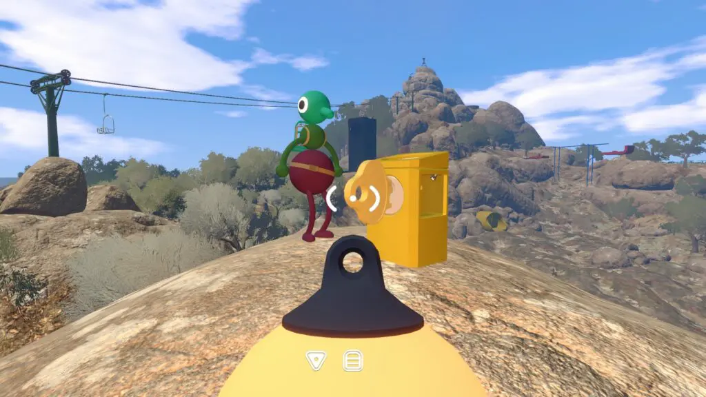 Another yellow cutter stands on a ridge overlooking coloured transport routes