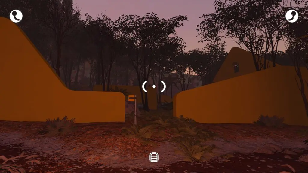 A dark unmarked tunnel path runs between orange walls and trees