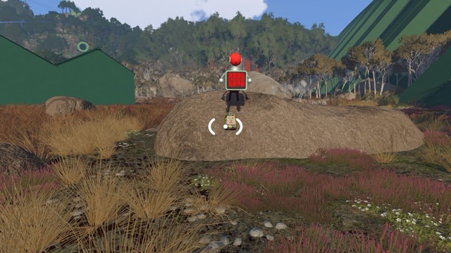 The downstream Super Camouflage Box switch stands on a low rock between green structures